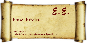 Encz Ervin névjegykártya